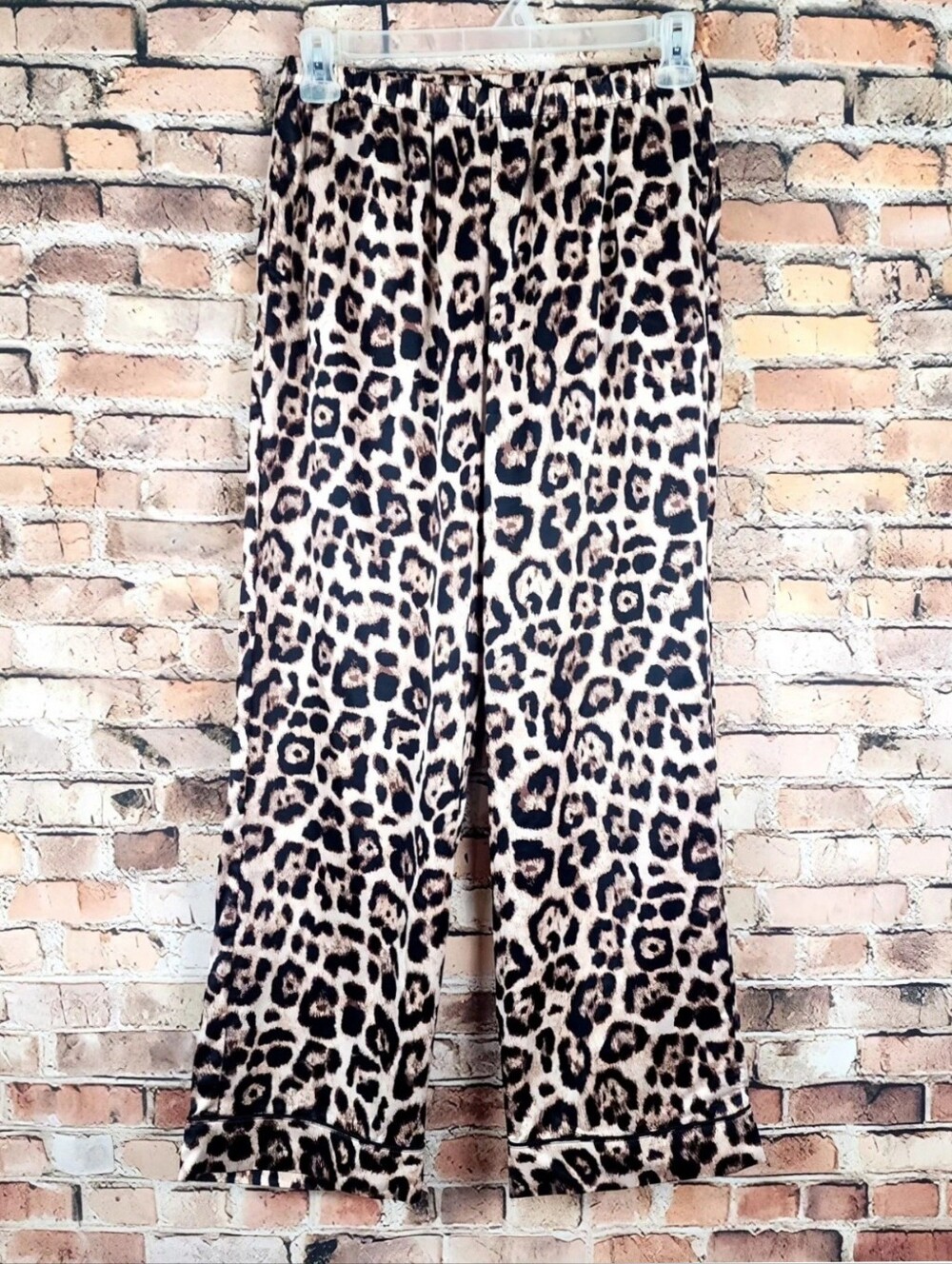 New Ladies Joyspun Leopard Animal Print Satin Charmeuse Pajama Lounge Pant Set - Picture 4 of 7